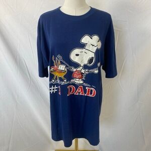Snoopy blue vintage dad t shirt size large cartoon retro 50s 60s